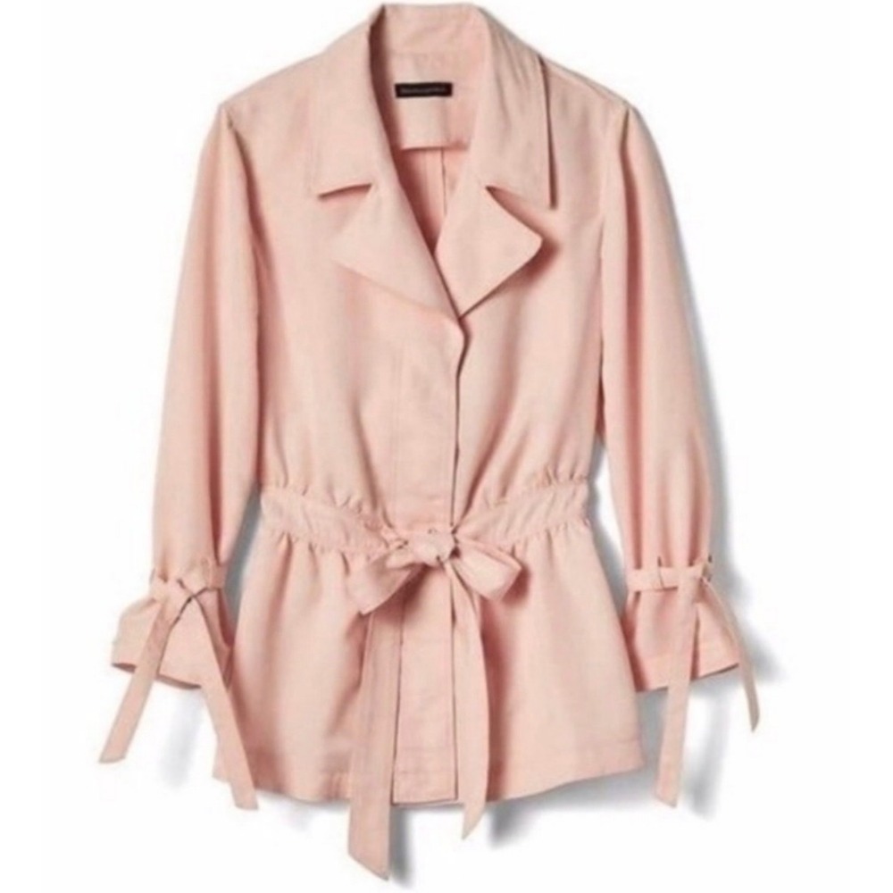Banana Republic Pink Tencel Utility Safari Jacket Tie Waist Petite XS Blush